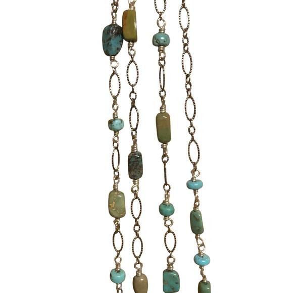 Handmade Sterling Silver & Turquoise 4 Tier Graduating Necklace Statement Vintag - Picture 7 of 10